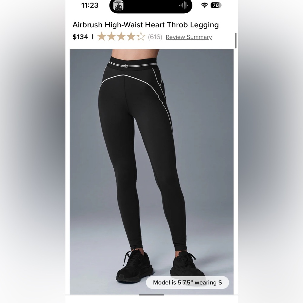 ALO Yoga Black Airbrush Leggings with White Accents
